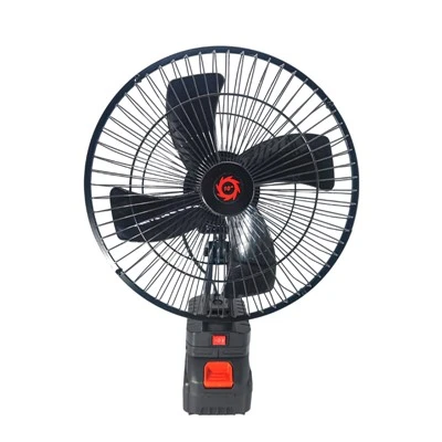 10- AC/DC ventilator met dubbele voeding op lithiumbatterij|Universele gereedschapsaccu-compatibele en draagbare metalen bureauventilator